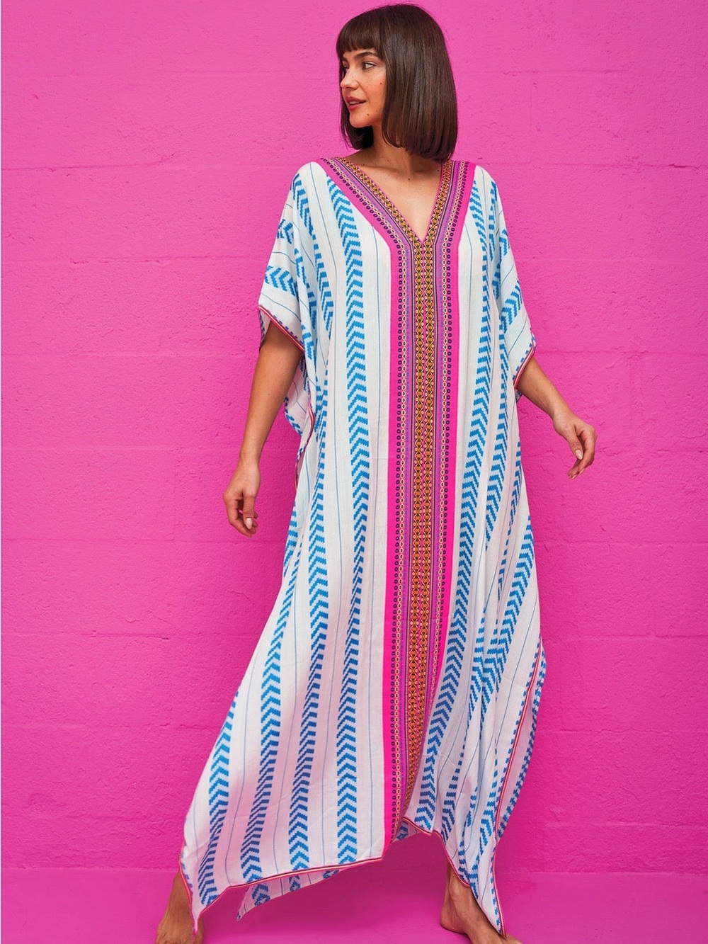 PITUSA Blue, White and Pink Thobe Cover-up O/S